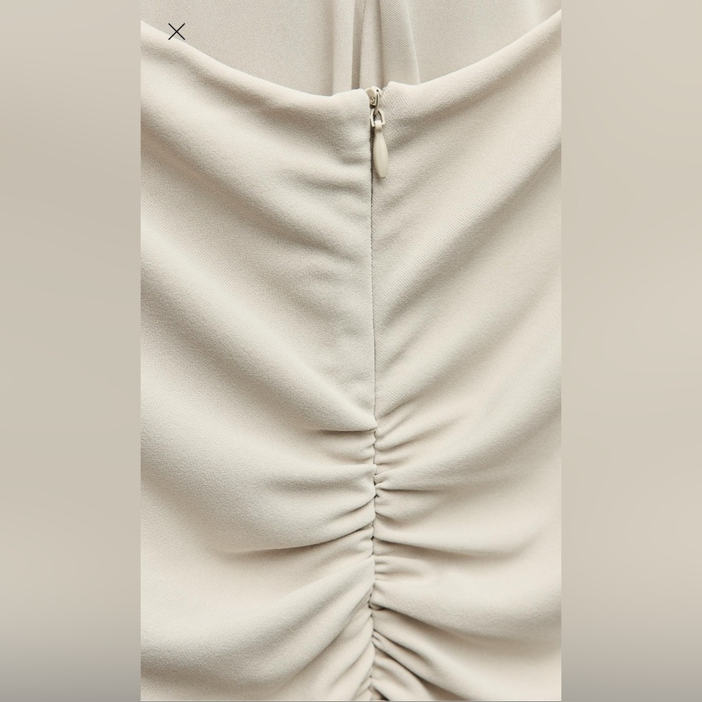 BRAND NEW‼️LONG DRAPED ZARA DRESS SIZE XL CREAM - Picture 7 of 7